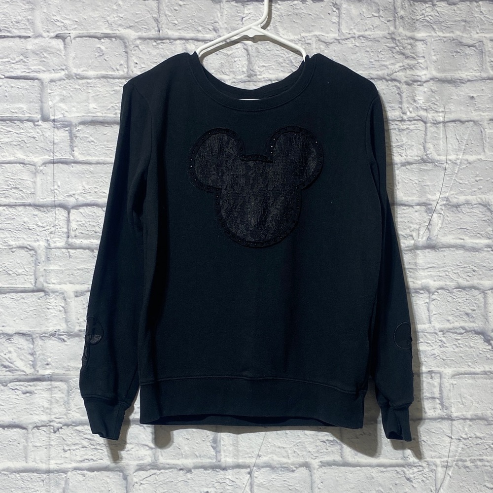 Disney Black Crew Neck Sweater with Mouse Design